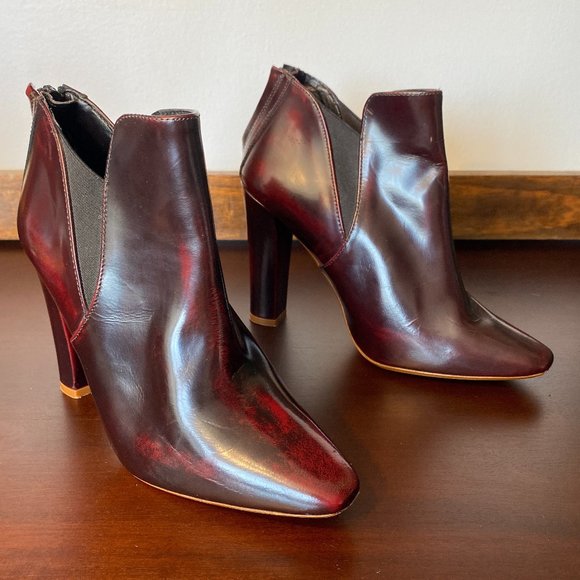 Zara Collection By Basic Distressed Red Heeled Bootie Women Size 5.5 EUR 36 - Picture 1 of 12
